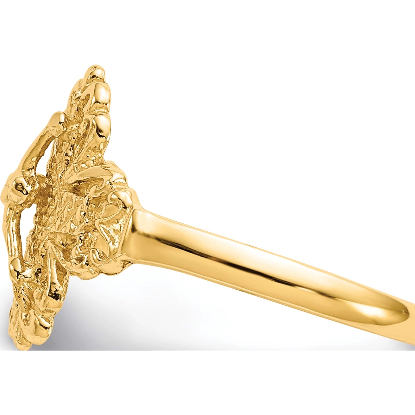 14K Yellow Gold Diamond Cut Crucifix Ring (Size 6) Made in United States K3970