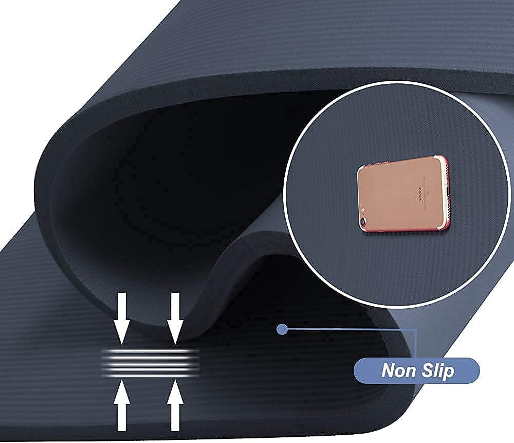 Extra Large 6x4 Ft Yoga Mat - 10mm Thick Ultra Comfortable Fitness Mat for Home Yoga, Pilates & Stretching - Navy Blue - Alrickas’ UNIQUE BOUTIQUE