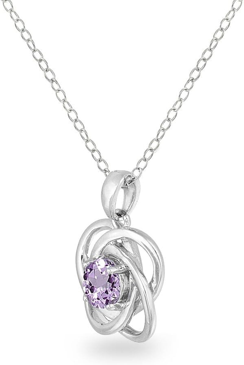 Elegant Sterling Silver Love Knot Necklace with Birthstone Pendant for Women - Alrickas’ UNIQUE BOUTIQUE