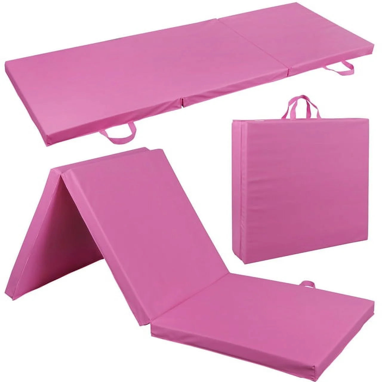 Premium 6ft x 2ft Tri-Fold Pink Yoga Mat - Perfect for Gymnastics, Aerobics, and Stretching! - Alrickas’ UNIQUE BOUTIQUE