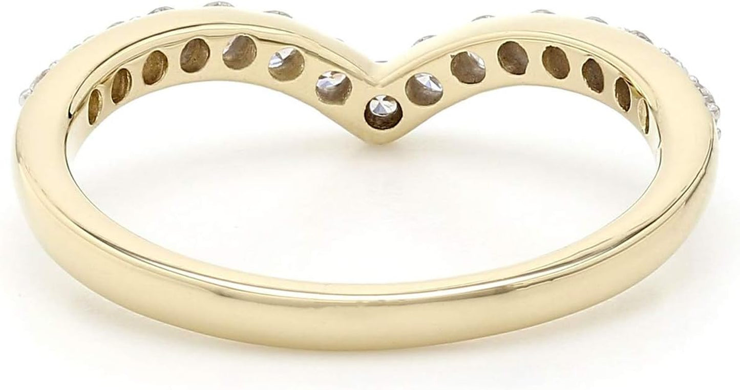 14K Yellow Gold Lab-Grown Diamond Ring Chevron Band Wedding (1/3 Cttw, F-G Color, VS-SI Clarity)
