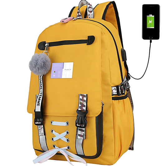 Stylish Waterproof Teenage Backpack with Anti-Theft Lock & USB Port - Perfect for School, College & Travel! - Alrickas’ UNIQUE BOUTIQUE