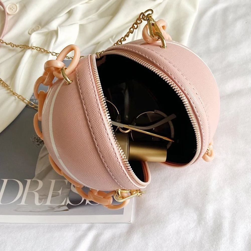 Stylish Pink Leather Basketball Bag for Women - Trendy Crossbody & Shoulder Purse for Teens - Alrickas’ UNIQUE BOUTIQUE