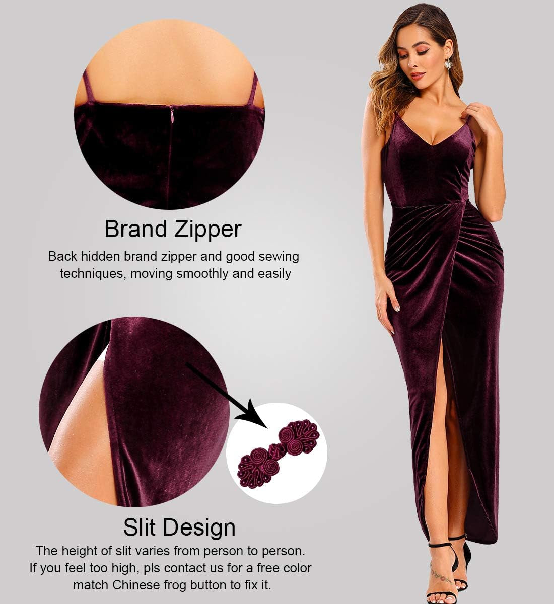 Elegant Spaghetti Strap Velvet Holiday Party Dresses for Women