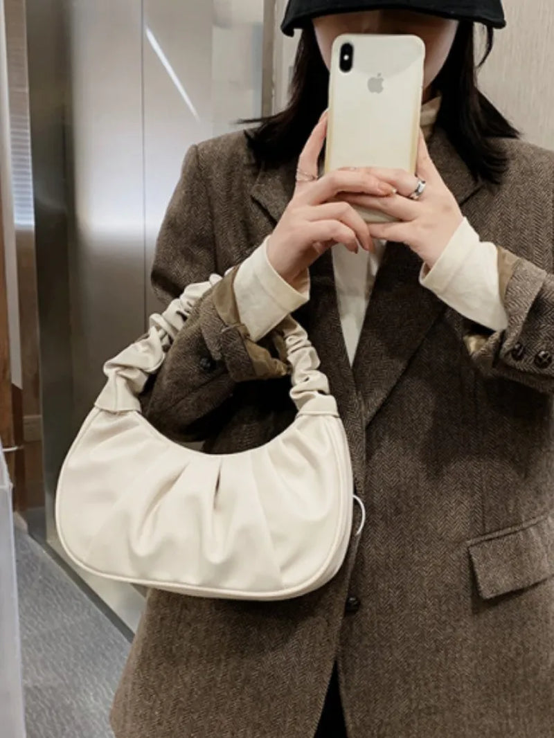 Chic Pleated PU Cloud Handle Bags for Women - Stylish Dumpling Shoulder & Armpit Handbags for Shopping and Leisure - Alrickas’ UNIQUE BOUTIQUE