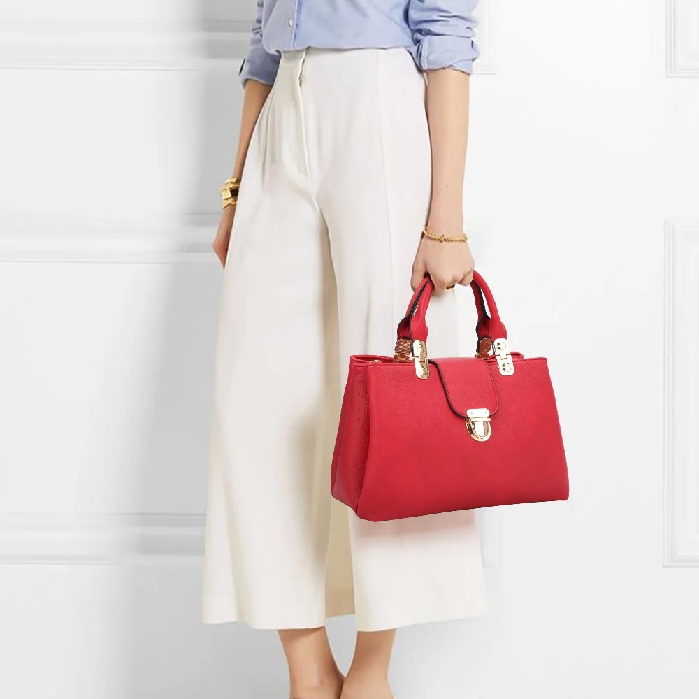 Chic Vegan Leather Women's Satchel Handbag - Stylish Medium Tote & Shoulder Bag - Alrickas’ UNIQUE BOUTIQUE