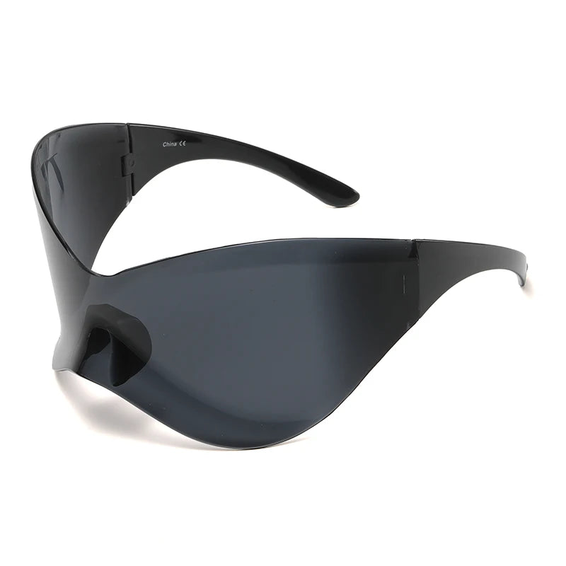New Oversized Y2K Punk Rimless Sunglasses Women Men Brand Designer Hip Hop Sport One Piece Sun Glasses Shades Goggles