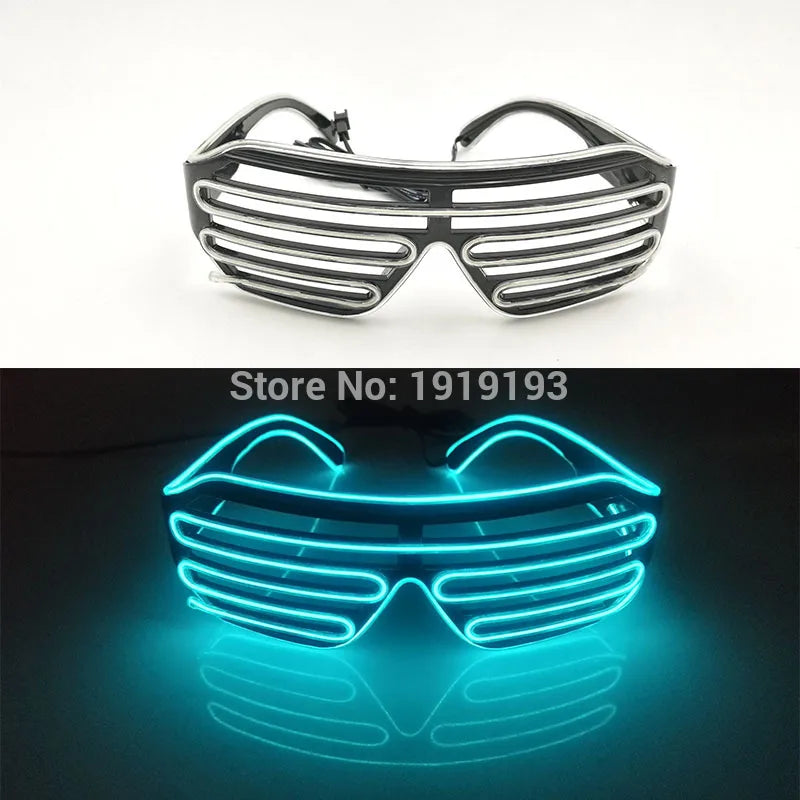 Cool Fashion Double Colors EL Window-Shades Glasses Glowing Glasses Neon LED Light up Sunglasses Glow Party Decorative Glasses