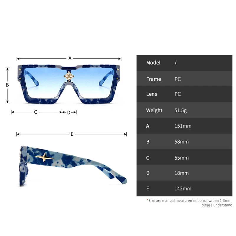 Luxury Square Sunglasses Women Fashion Oversized Grandient Sun Glasses Female Brand Designer High Quality Eyewear Shades Oculos