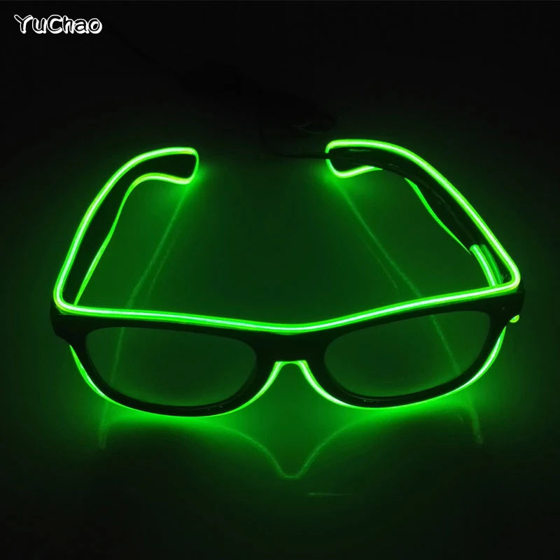 Cool Fashion Double Colors EL Window-Shades Glasses Glowing Glasses Neon LED Light up Sunglasses Glow Party Decorative Glasses