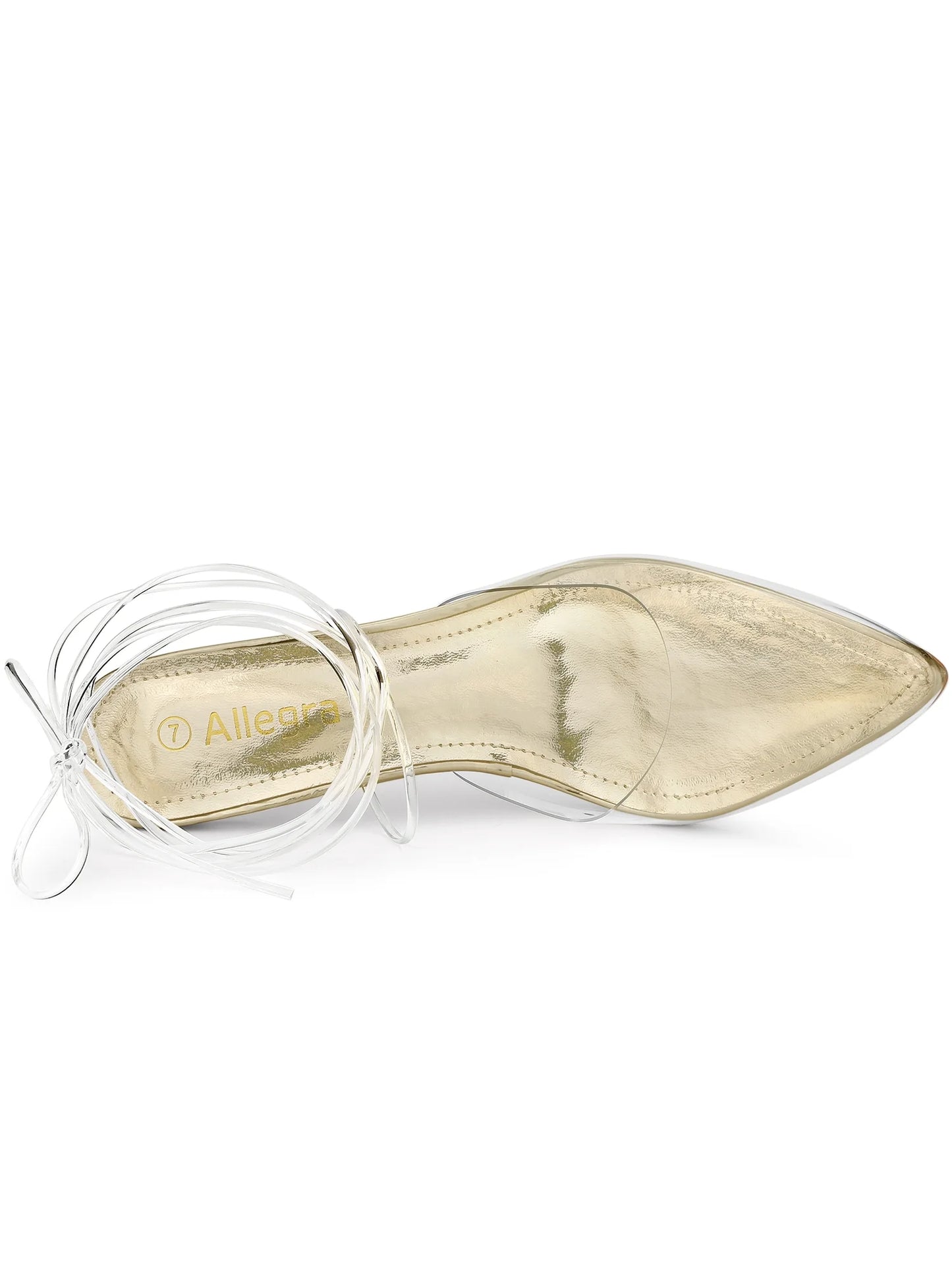 Women'S Pumps Stiletto Heels Lace up Clear Heel Pumps Gold 11