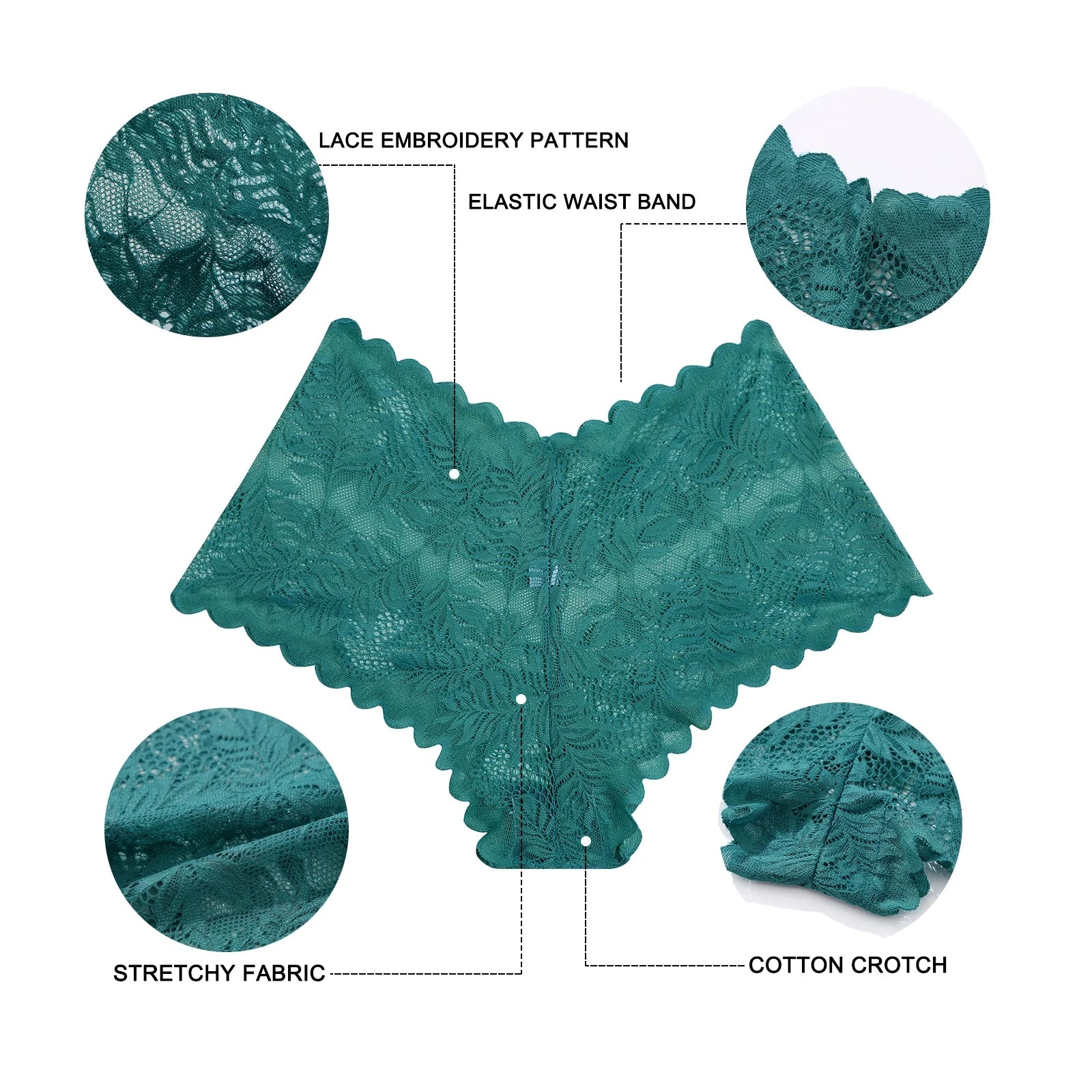Chic 6 Pack Lace Embroidered Briefs for Women - Soft Floral Panties in S-XL - Alrickas’ UNIQUE BOUTIQUE