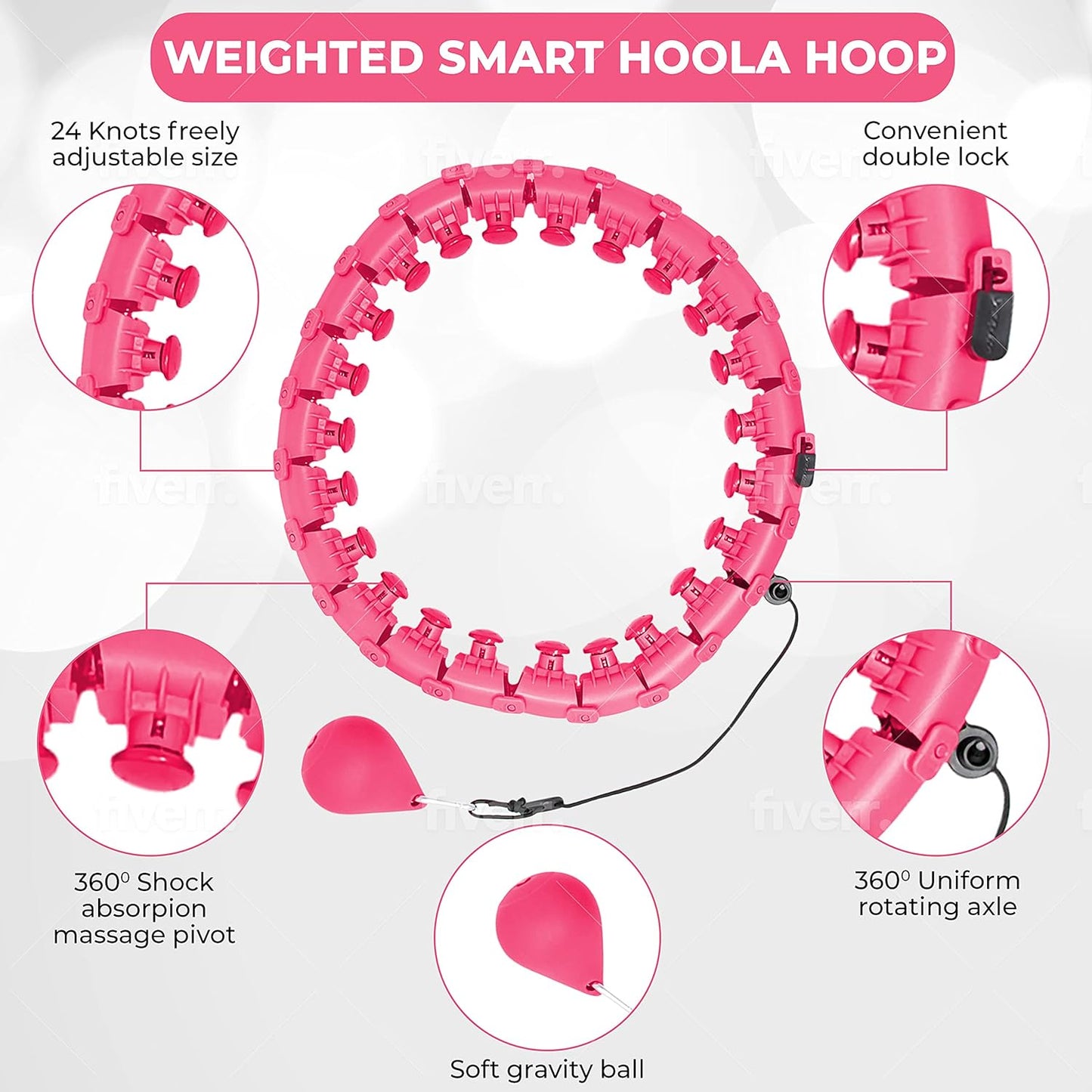 Weighted Hula Hoop for Adults - 2 in 1 Smart Fitness Hoops for Weight Loss - Detachable Knots Fitness Massage - Smart Auto-Spinning Exercise Hoola Hoop