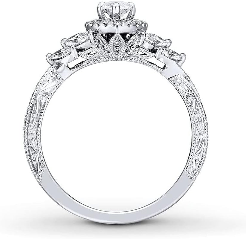 1-3/8 Carat (CTW) Moissanite Engagement Rings for Women Platinum Plated Silver Rings