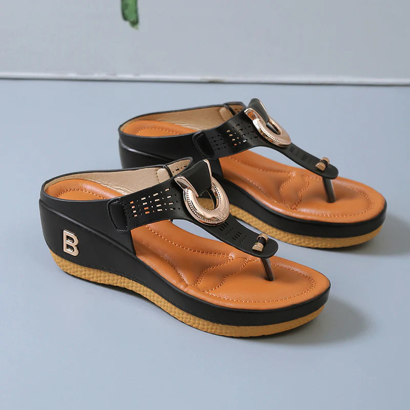 Comfortable Low-Wedge Orthopedic Sandals for Women - Casual Anti-Slip Flip Flops - Alrickas’ UNIQUE BOUTIQUE