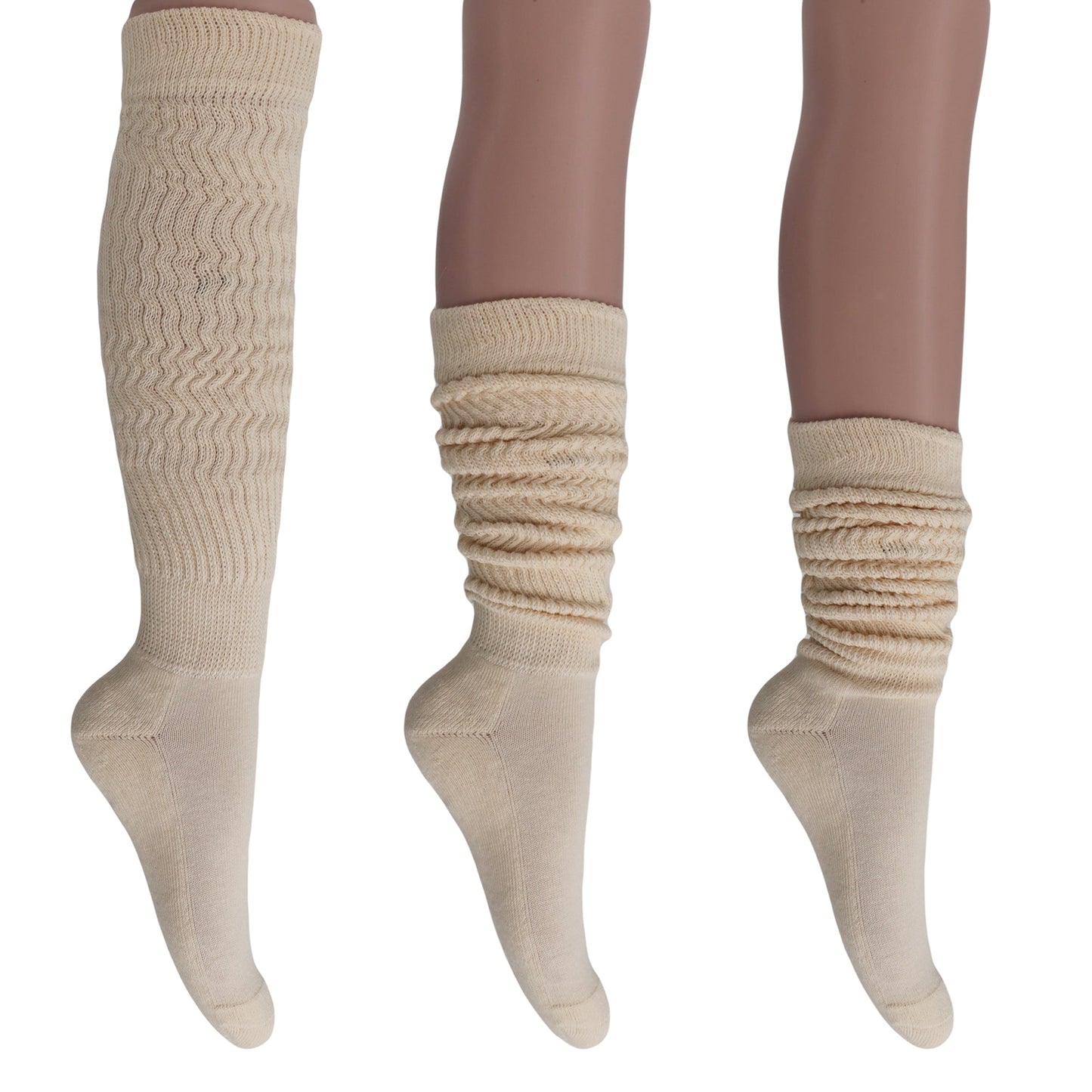 Women's Slouch Socks – Soft Cotton Scrunch Socks, Retro Knee-High Boot Socks for Casual Wear & Comfort (2 Pairs)-6
