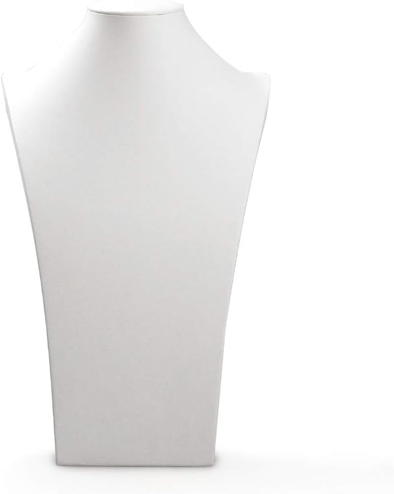White Leather Jewelry Bust Necklace Display Stand Trade Show Jewelry Holder (H:15.28")
