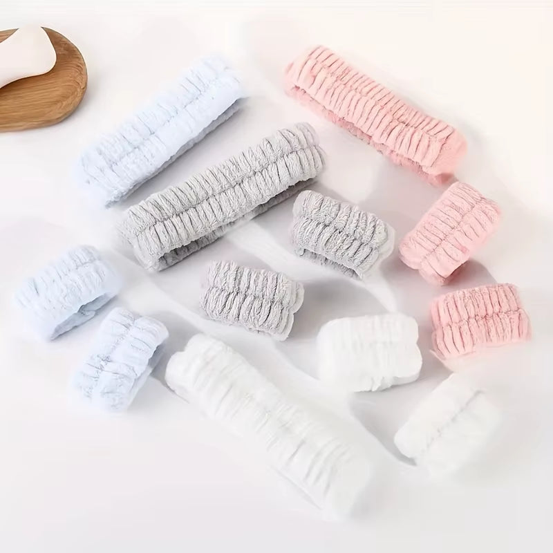 Coral Velvet Facial High-Elastic Makeup Hairband Face Wash Wristband Set-Face Wash, Facial Mask, Skin Care