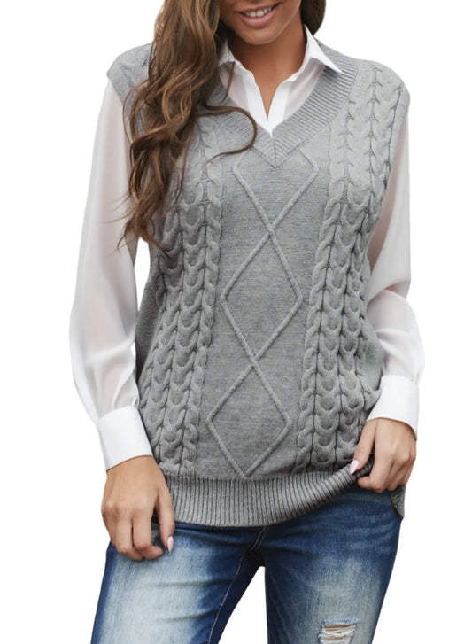 Chic Women's Vintage Sleeveless Knitted Sweater Vest - Perfect for Fall! - Alrickas’ UNIQUE BOUTIQUE