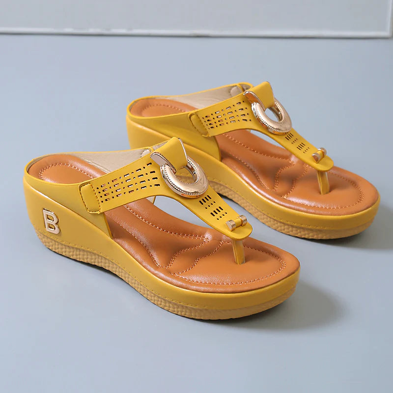 Comfortable Low-Wedge Orthopedic Sandals for Women - Casual Anti-Slip Flip Flops - Alrickas’ UNIQUE BOUTIQUE