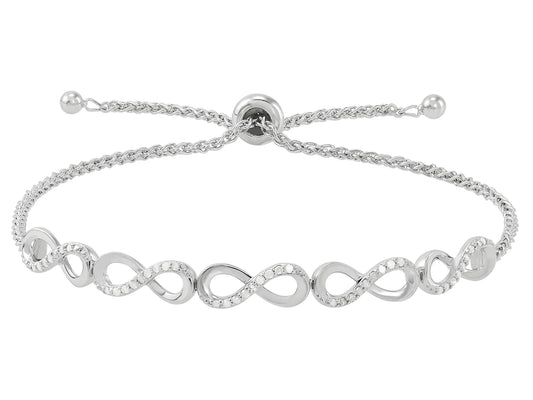 Stunning 1/4 Carat Diamond Infinity Bolo Bracelet in Elegant Sterling Silver - Alrickas’ UNIQUE BOUTIQUE