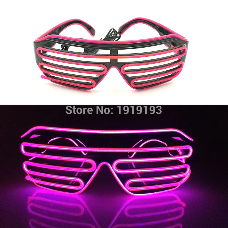 Cool Fashion Double Colors EL Window-Shades Glasses Glowing Glasses Neon LED Light up Sunglasses Glow Party Decorative Glasses