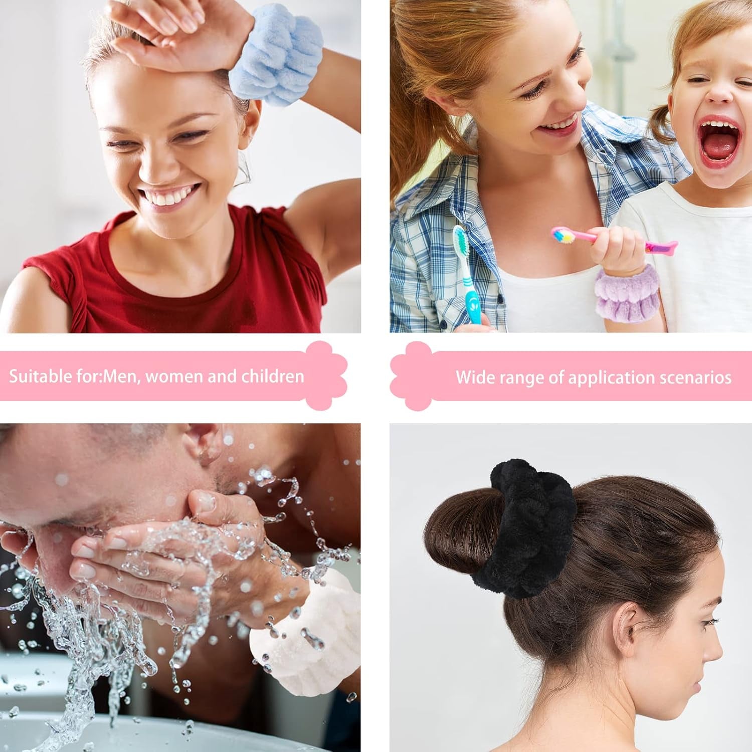 2-Pack Microfiber Face Washing Wristbands - Stretchy Absorbent Arm Towels for Women and Kids, Perfect for Spa and Daily Skincare Routine - Alrickas’ UNIQUE BOUTIQUE