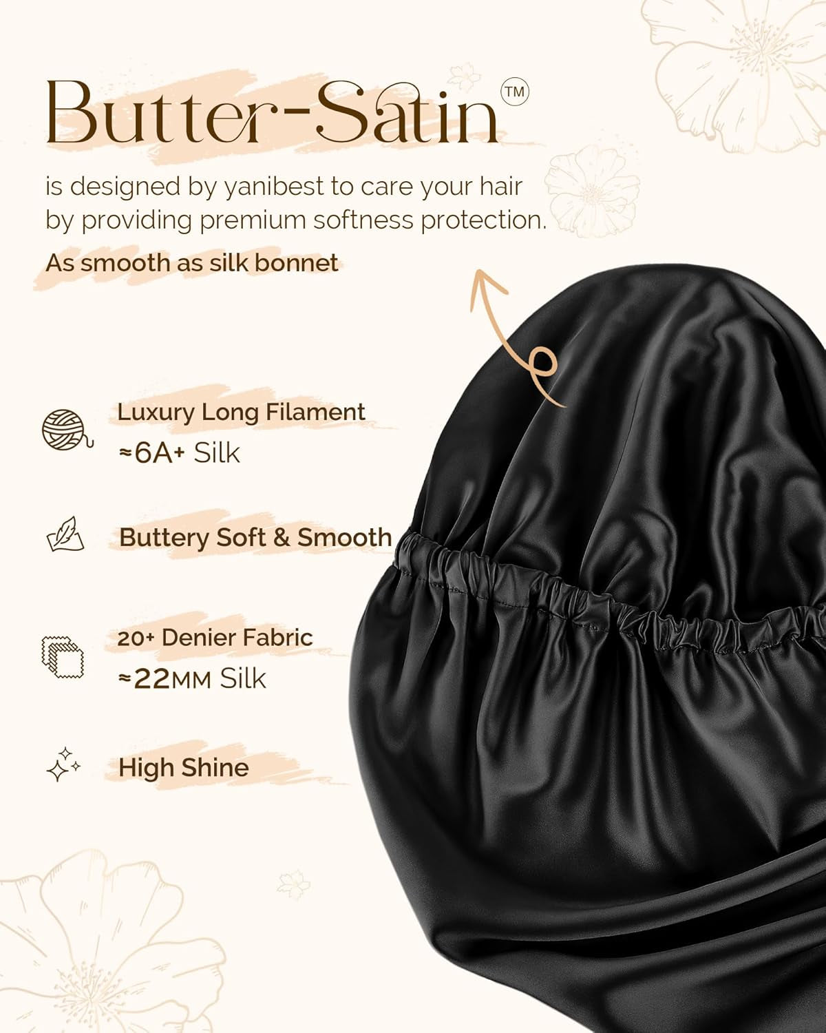 Long Bonnet Braid Bonnet for Sleeping Adjustable Satin Silk Bonnet for Braids Sleep Bonnet for Women Locs