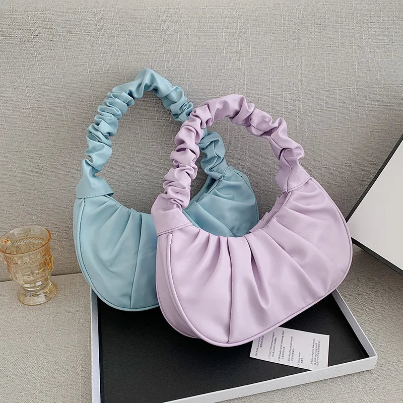 Chic Pleated PU Cloud Handle Bags for Women - Stylish Dumpling Shoulder & Armpit Handbags for Shopping and Leisure - Alrickas’ UNIQUE BOUTIQUE
