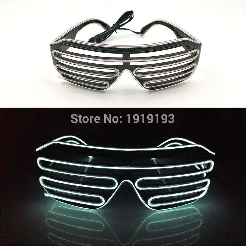 Cool Fashion Double Colors EL Window-Shades Glasses Glowing Glasses Neon LED Light up Sunglasses Glow Party Decorative Glasses
