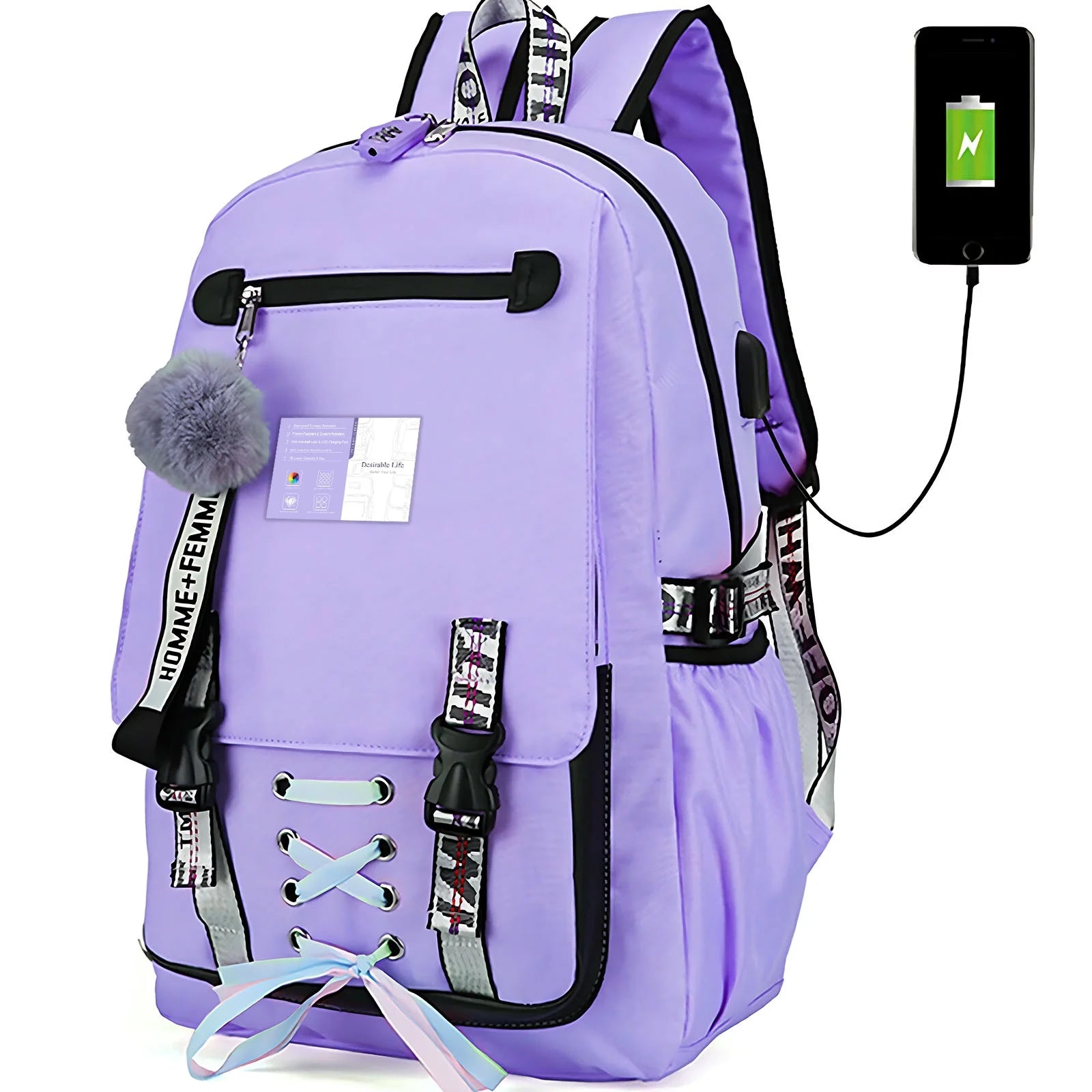 Stylish Waterproof Teenage Backpack with Anti-Theft Lock & USB Port - Perfect for School, College & Daily Use! - Alrickas’ UNIQUE BOUTIQUE