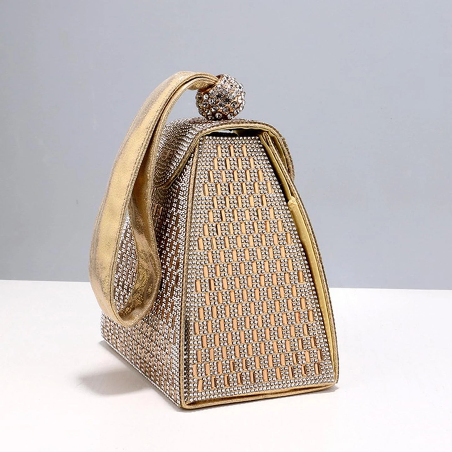 Clutch Purse, Handbag, Evening Bag Triangle for Women, Tote for Wedding Cocktail Aureate