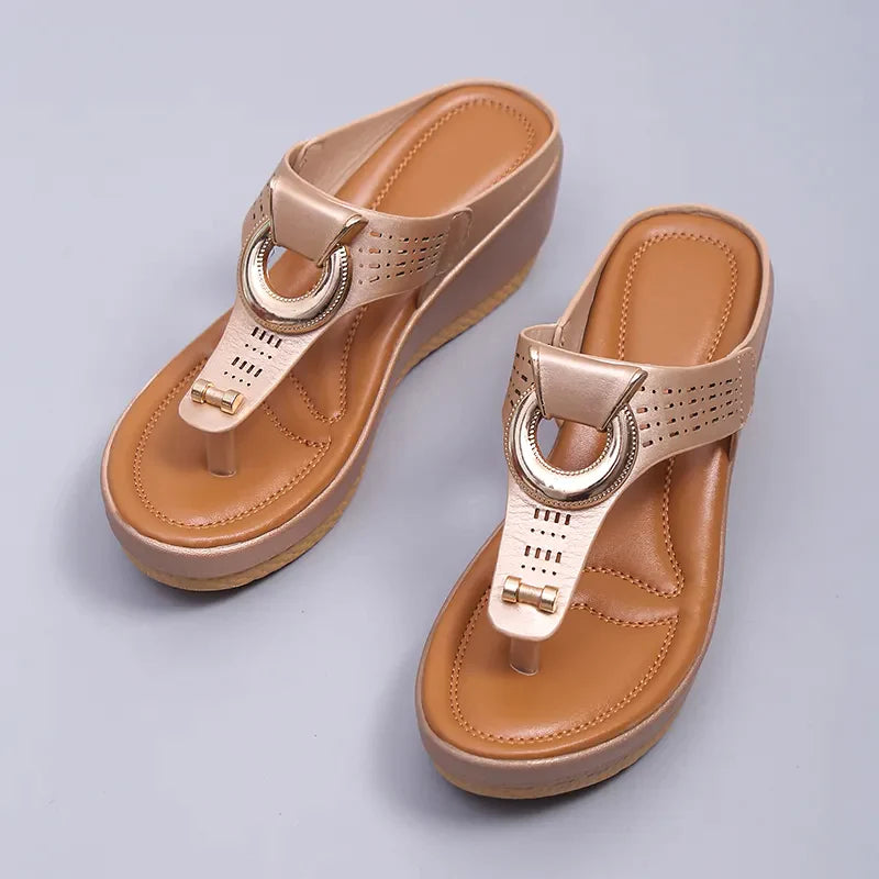 Comfortable Low-Wedge Orthopedic Sandals for Women - Casual Anti-Slip Flip Flops - Alrickas’ UNIQUE BOUTIQUE