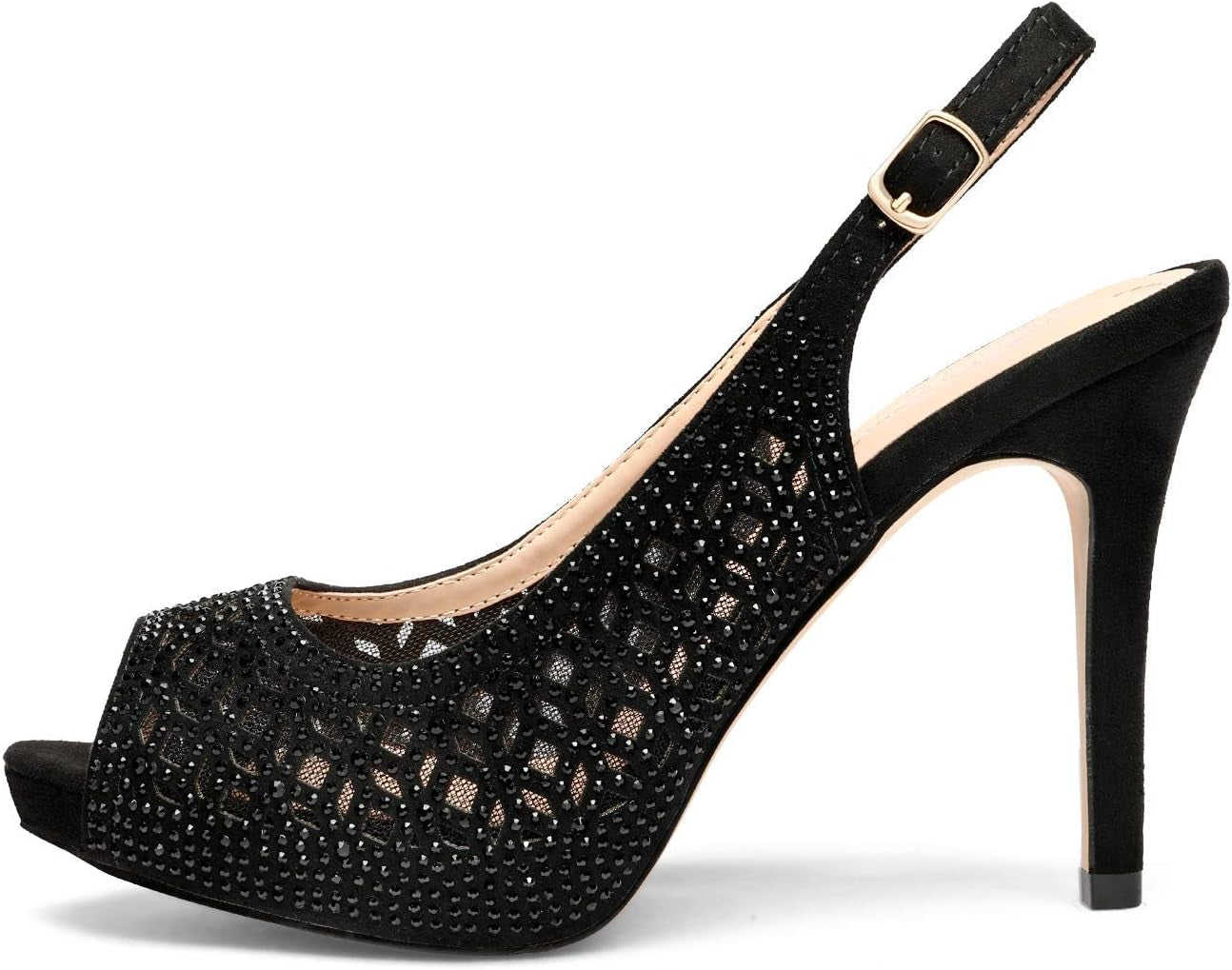 Women'S High Heels Platform Dress Rhinestones Peep Toe Pumps Shoes
