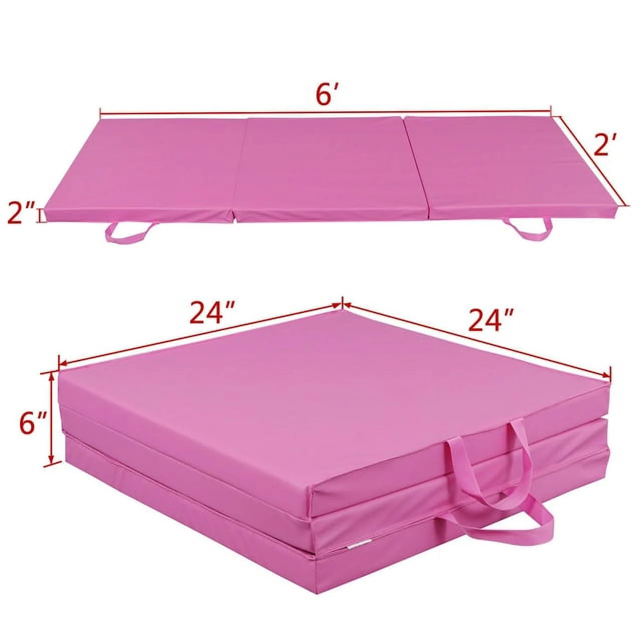 Premium 6ft x 2ft Tri-Fold Pink Yoga Mat - Perfect for Gymnastics, Aerobics, and Stretching! - Alrickas’ UNIQUE BOUTIQUE