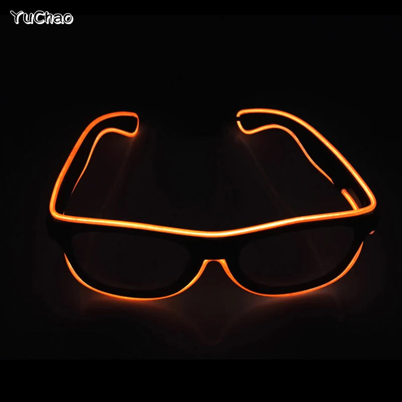 Cool Fashion Double Colors EL Window-Shades Glasses Glowing Glasses Neon LED Light up Sunglasses Glow Party Decorative Glasses