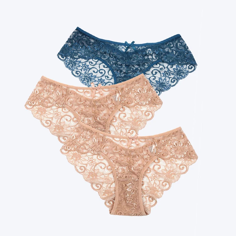 3Pcs/Pack! Sexy Women Lace Panties Underwear Lace Briefs S M L XL Women Underwear