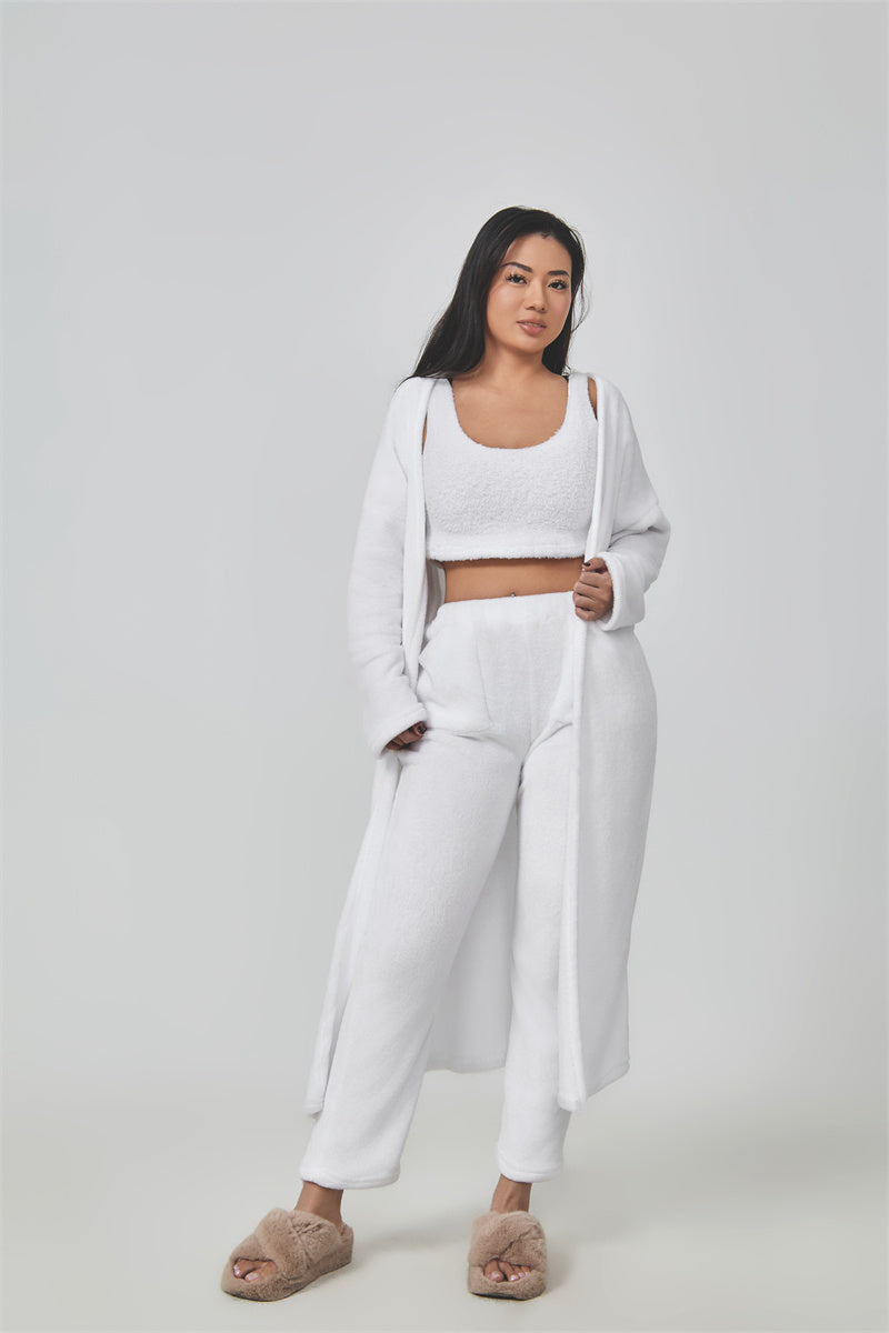 Cozy Pajama Set, 3 Piece Lounge Set, Cute Loungewear, Warm Suit Sets, Matching Set, Lounge Set, 3 Piece Pant Sets, Women Winter Dress - Alrickas’ UNIQUE BOUTIQUE