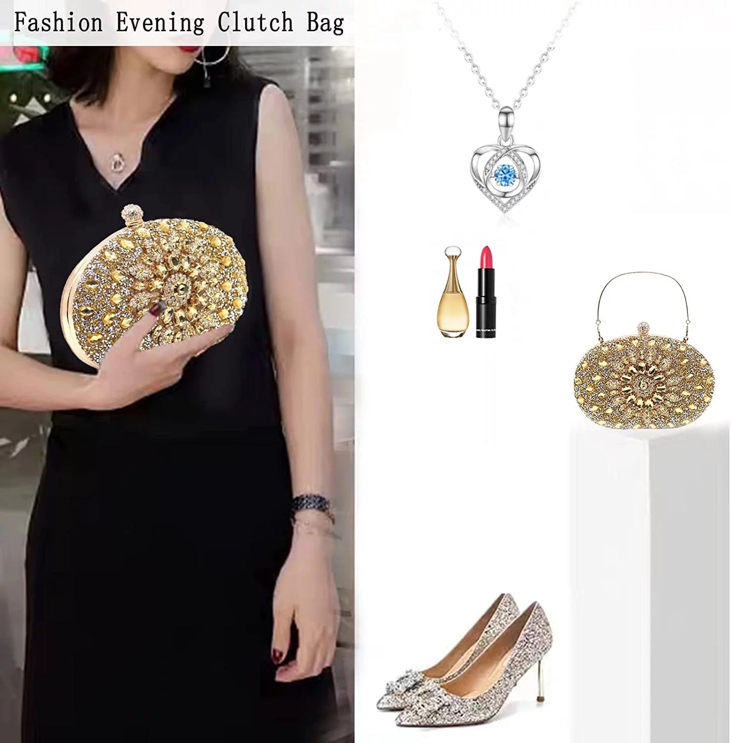 Rhinestone Evening Clutch Bag for Women Bridal Diamonds Clutch Purses Wedding Purse Prom Cocktail Party Handbags