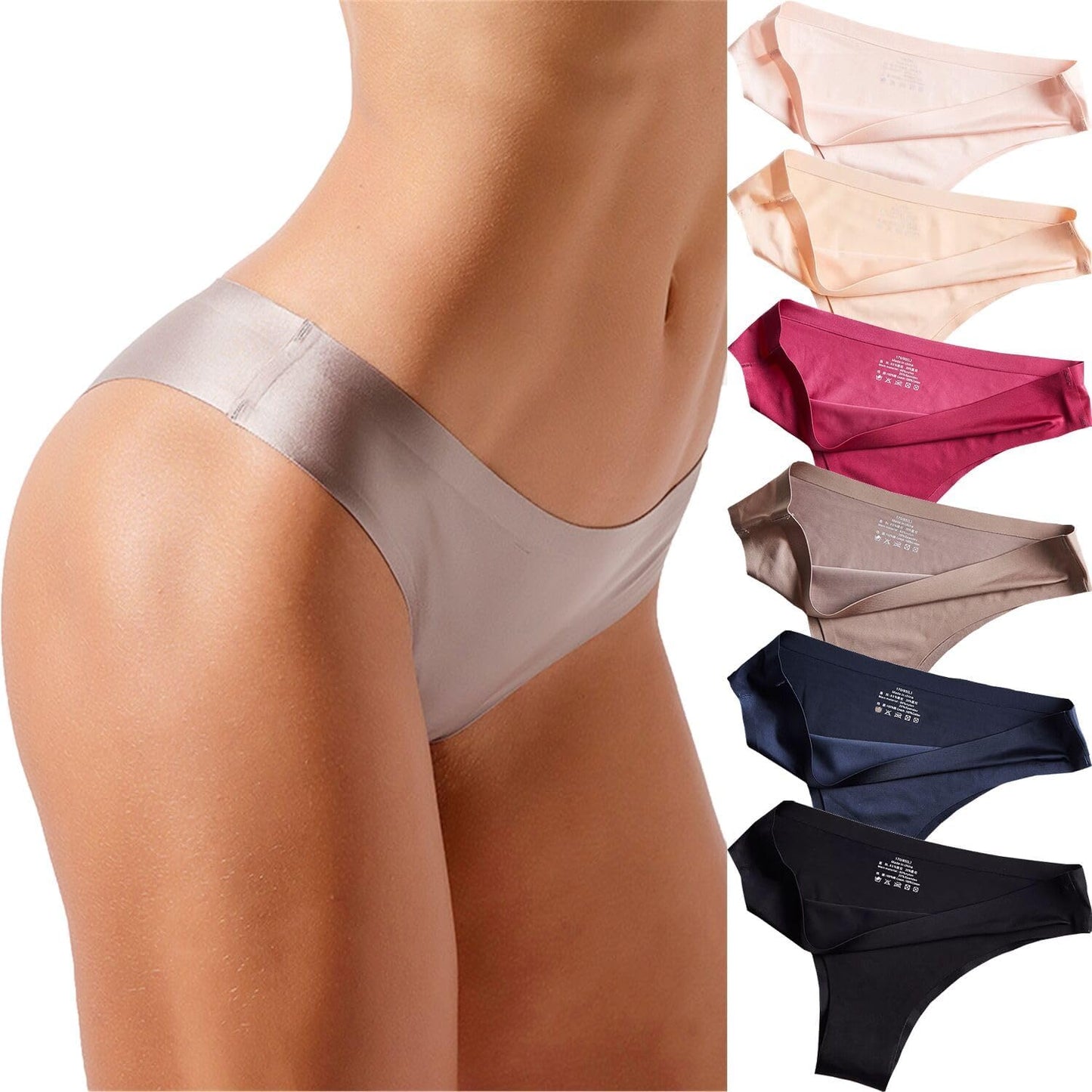 Seamless Underwear for Women, No Show Ladies Stretch Bikini Panties, Silky Invisible Hipster