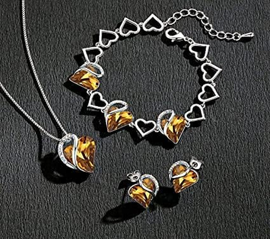 Elegant Infinity Love Birthstone Heart Crystal Necklace for Women - Perfect Birthday Gift for Mom, Wife, or Her - Silver Plated with Adjustable 18+2 Inch Chain - Alrickas’ UNIQUE BOUTIQUE
