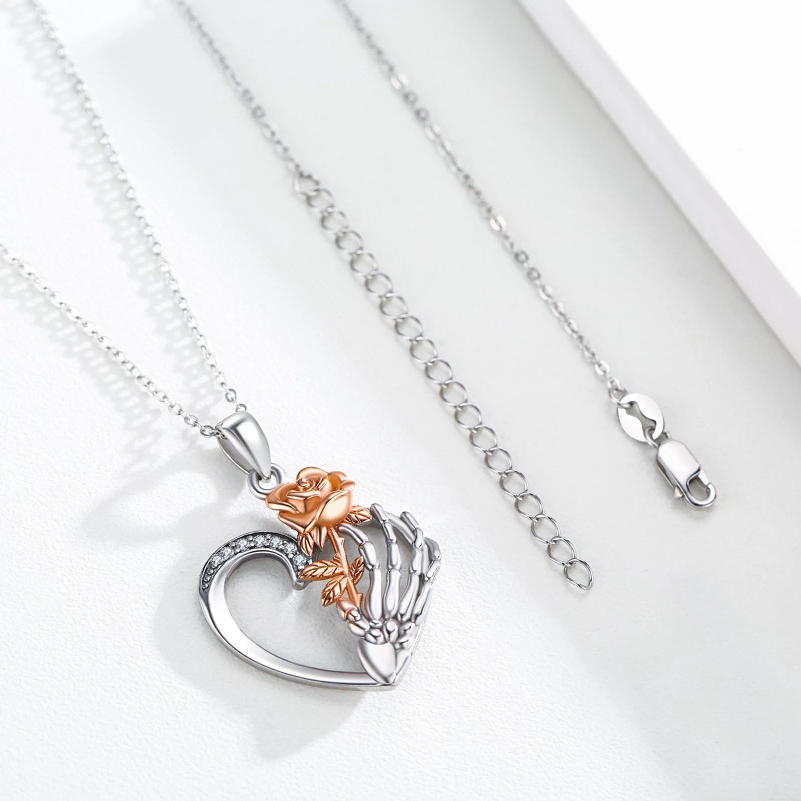 Elegant Sunflower Necklace - 925 Sterling Silver Skeleton Hand Heart Pendant Jewelry for Women, Perfect Birthday & Xmas Gift for Daughter, Mom, or Niece - Alrickas’ UNIQUE BOUTIQUE