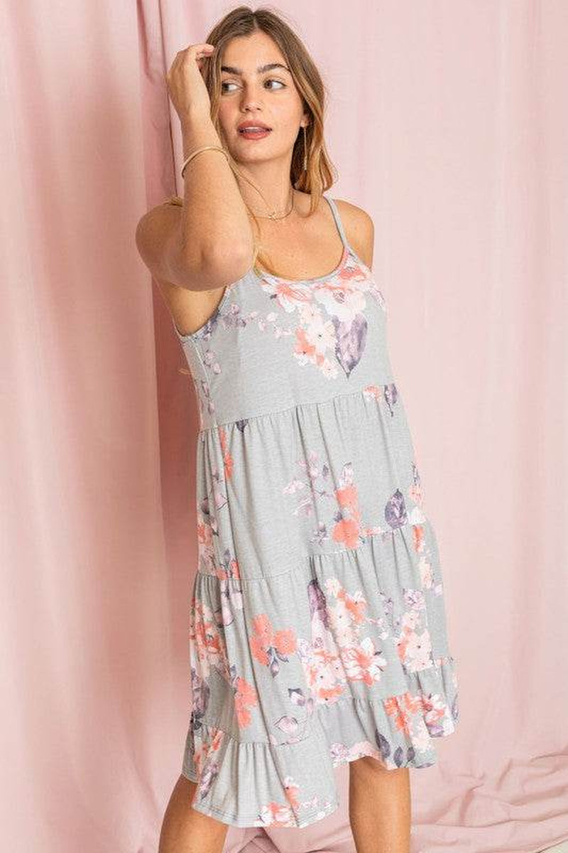 Spaghetti Strap Tiered Midi Dress