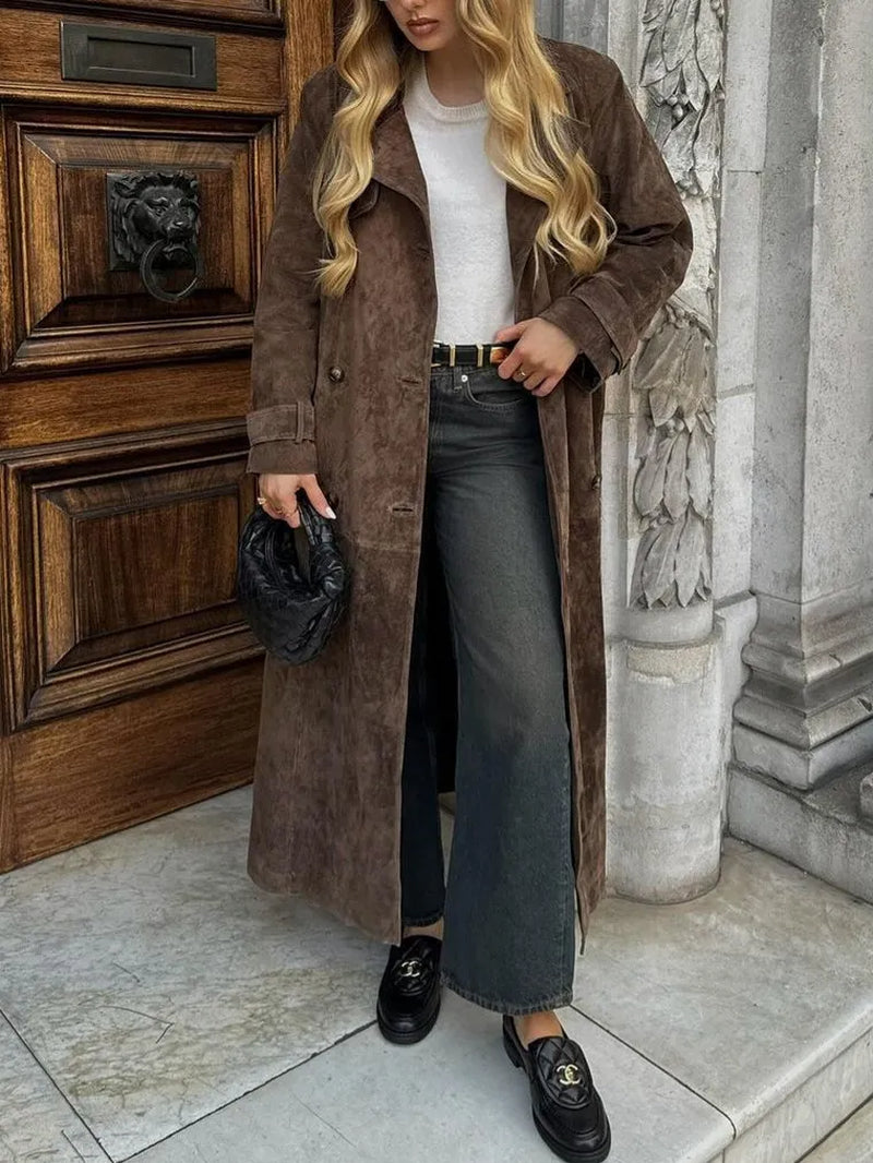 Women'S Trench Coats Winter Long Shirt Dress Women Brown Windbreak Coat Korean plus Large Size Casual Outerwear Thickening Fashion
