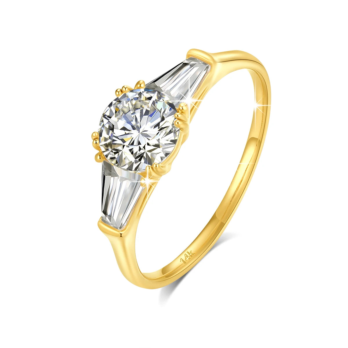 100% Real 14K Gold Ring Engagement Moissanite Diamond 1Ct 2Ct 3Ct 3 Stone Women Luxury K Gold Jewelry for Wedding Gifts