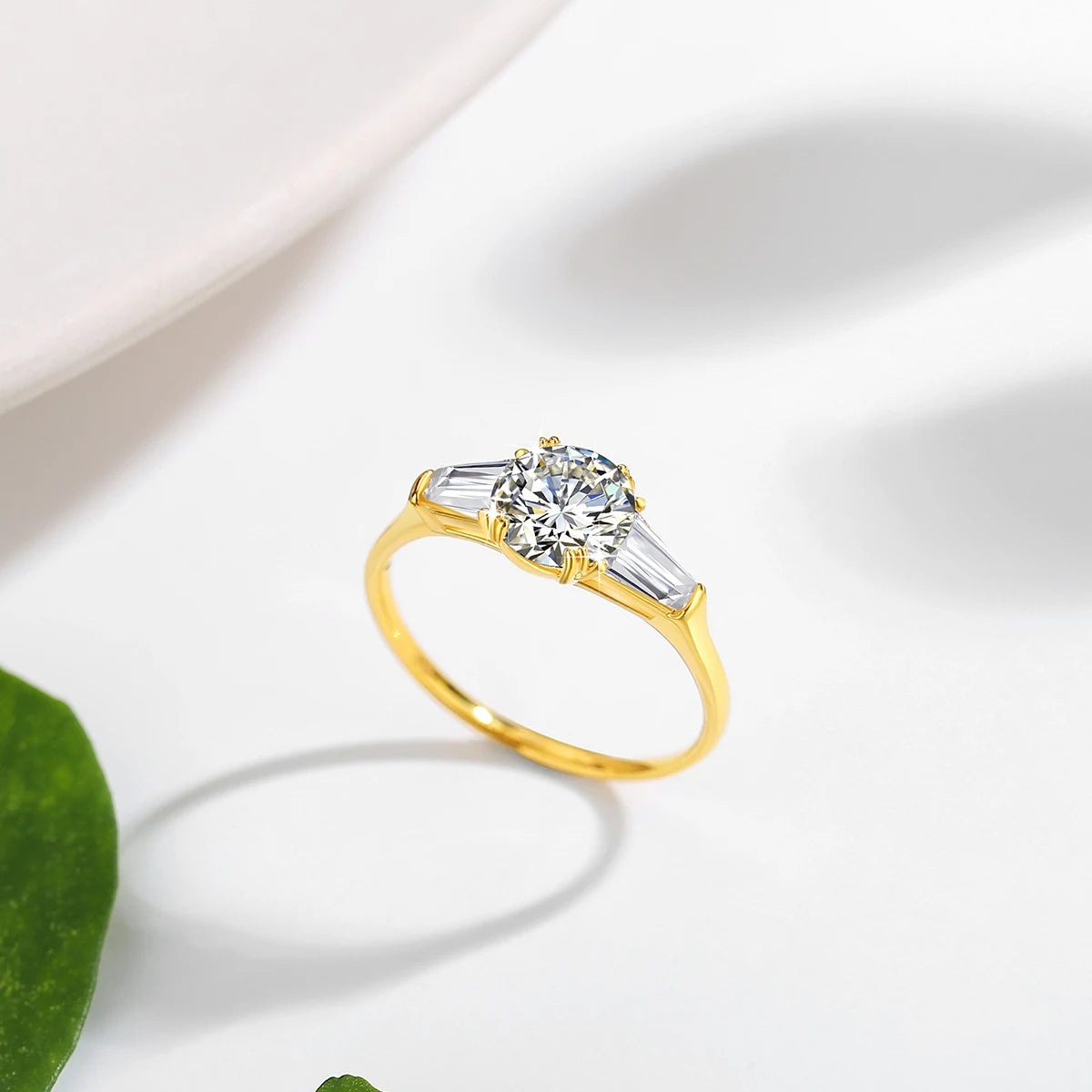 100% Real 14K Gold Ring Engagement Moissanite Diamond 1Ct 2Ct 3Ct 3 Stone Women Luxury K Gold Jewelry for Wedding Gifts
