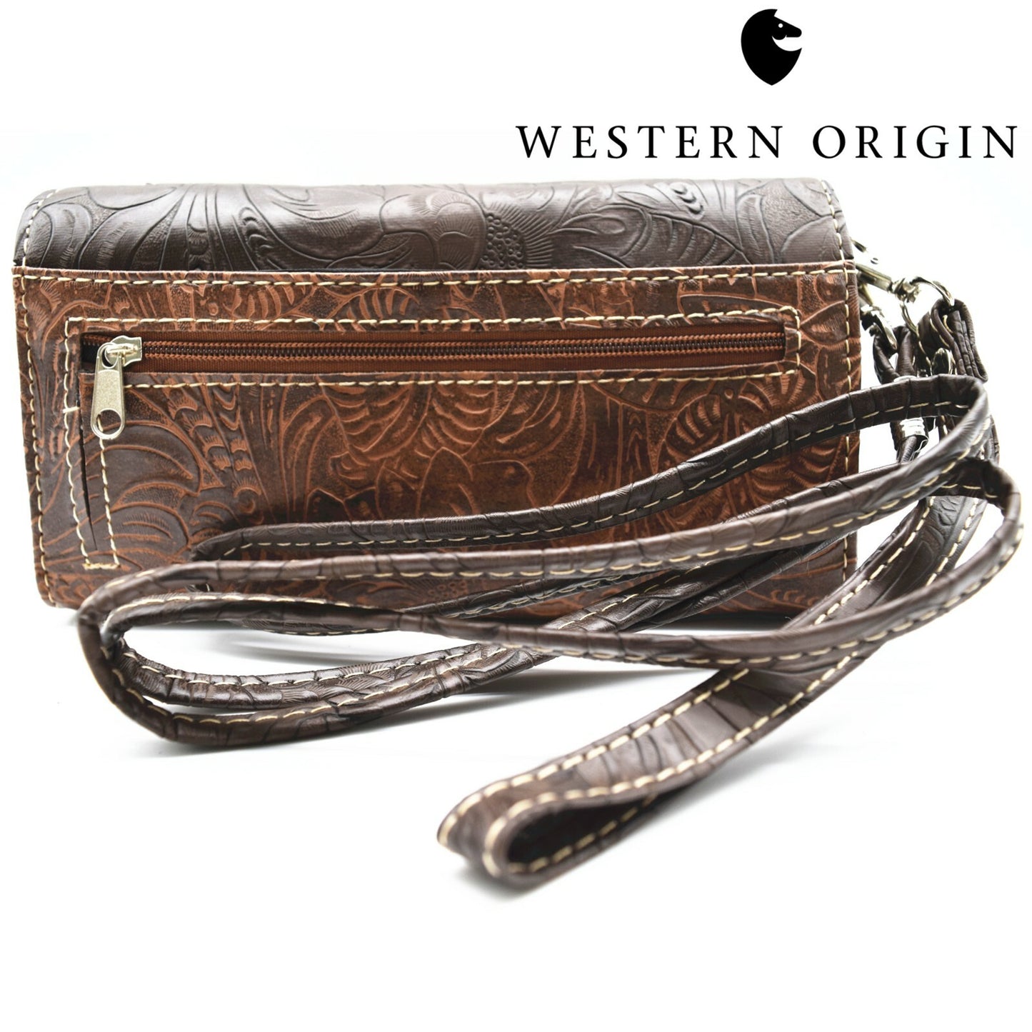 Western Handbag Concealed Carry Purse Feather Women Shoulder Bag Wallet Coffee