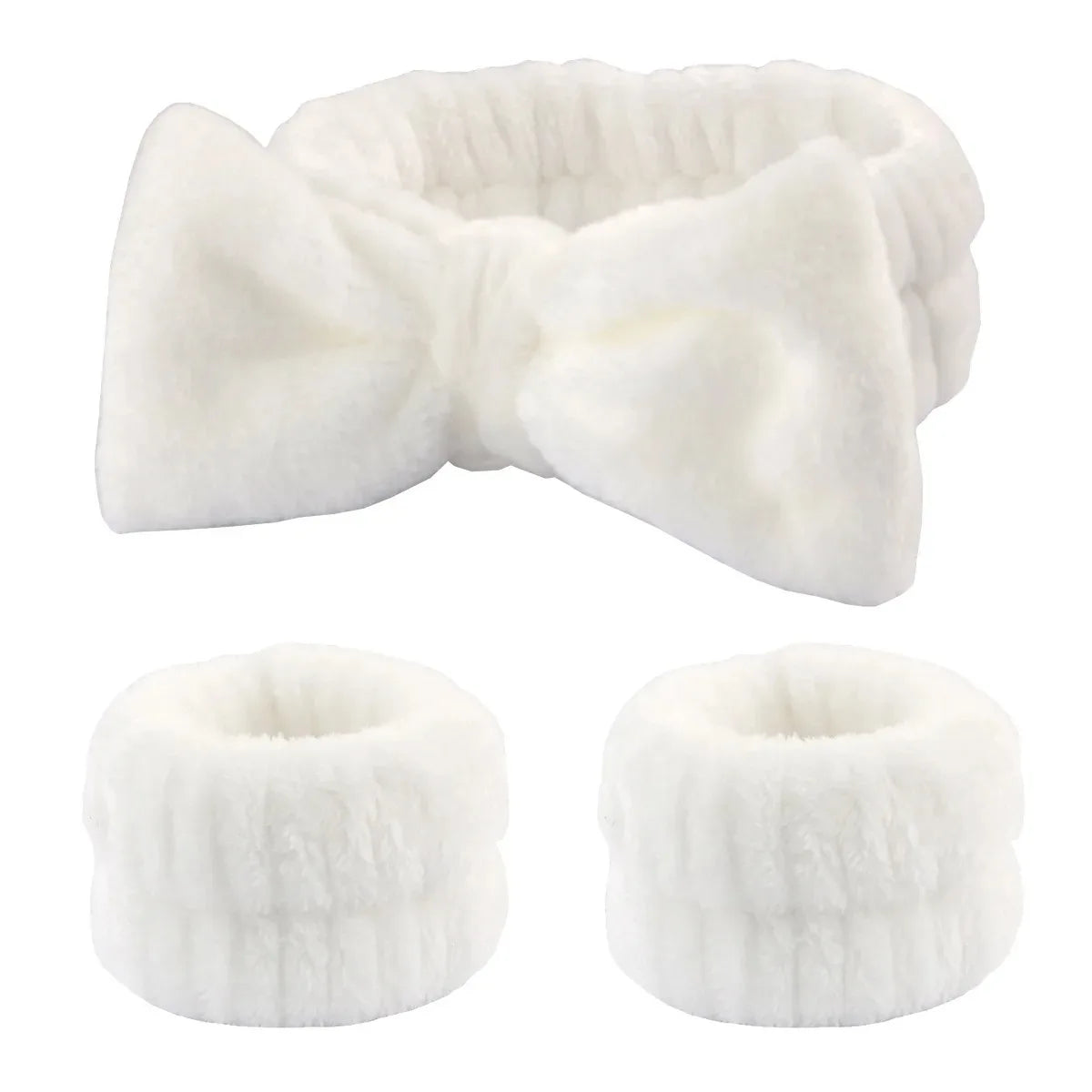 Bow Headband Wristband Set Towel Elastic Soft Washing Face Shower Make up Yoga Sports Skincare Headband for Women Girls