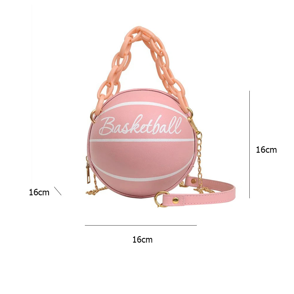 Stylish Pink Leather Basketball Bag for Women - Trendy Crossbody & Shoulder Purse for Teens - Alrickas’ UNIQUE BOUTIQUE