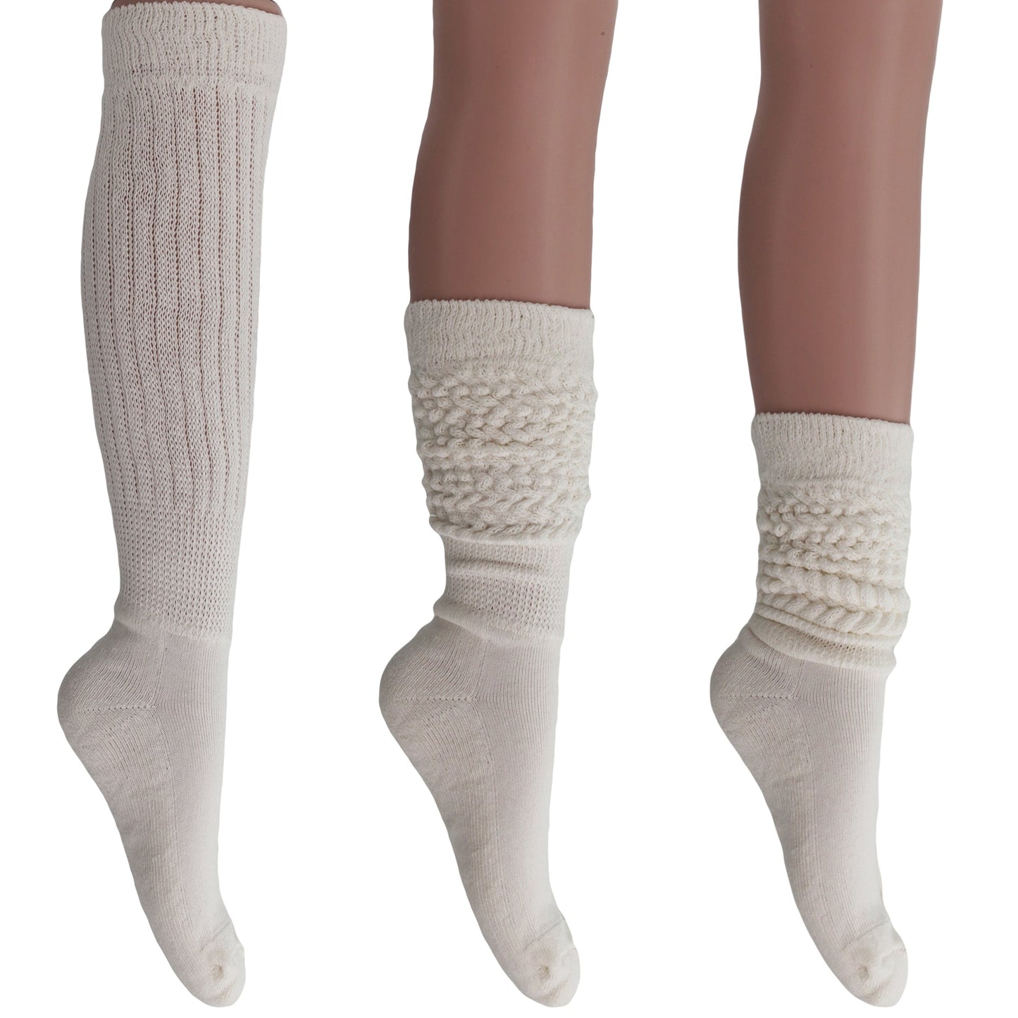 Women's Slouch Socks – Soft Cotton Scrunch Socks, Retro Knee-High Boot Socks for Casual Wear & Comfort (2 Pairs)-15